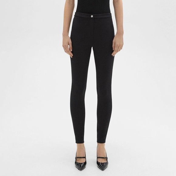 Theory Womens 8 Skinny Pant in Compact Knit Jersey Black High Rise Career - Picture 7 of 7